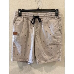 JMIERR Mens Sailboat Print Shorts Grey Size 34 Elastic Waist Drawstring Casual